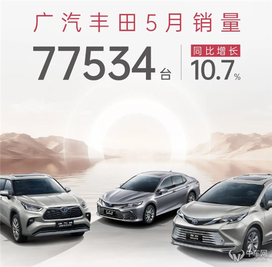 三大车型占比达40% 广汽丰田5月销75245辆